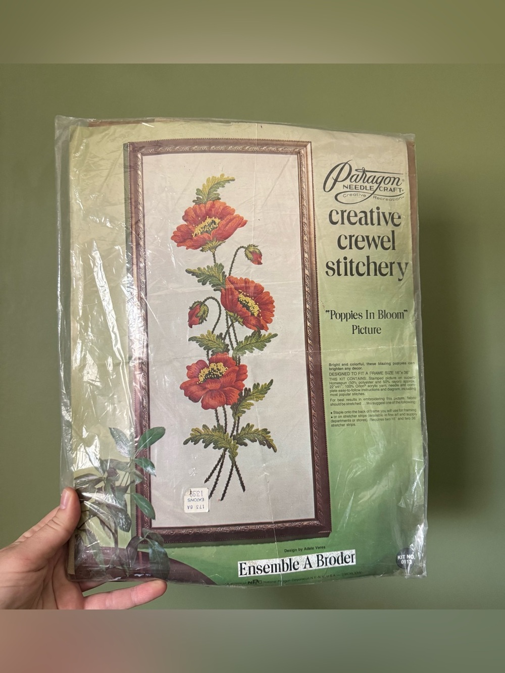🌹Vintage Paragon Creative Crewel Stitchery "Poppies in Bloom" 1974🌹